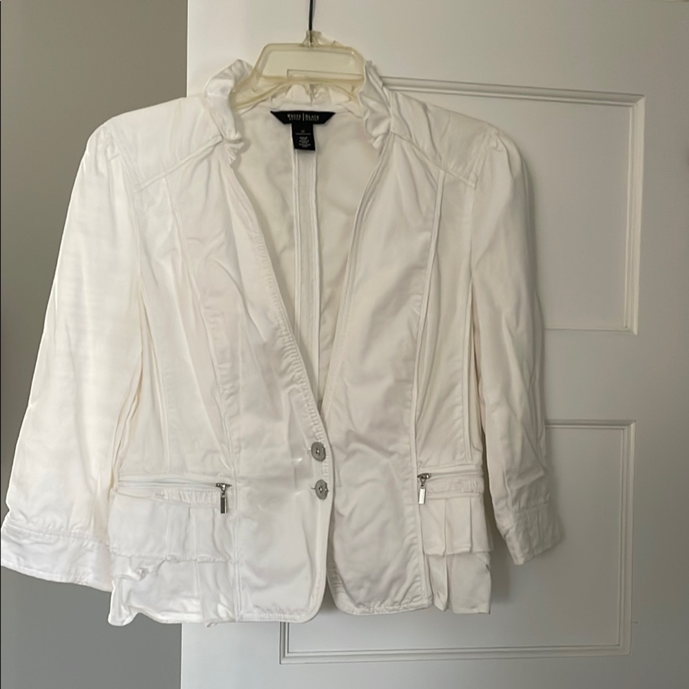 White House Black Market Lace Blazer White Structured Design